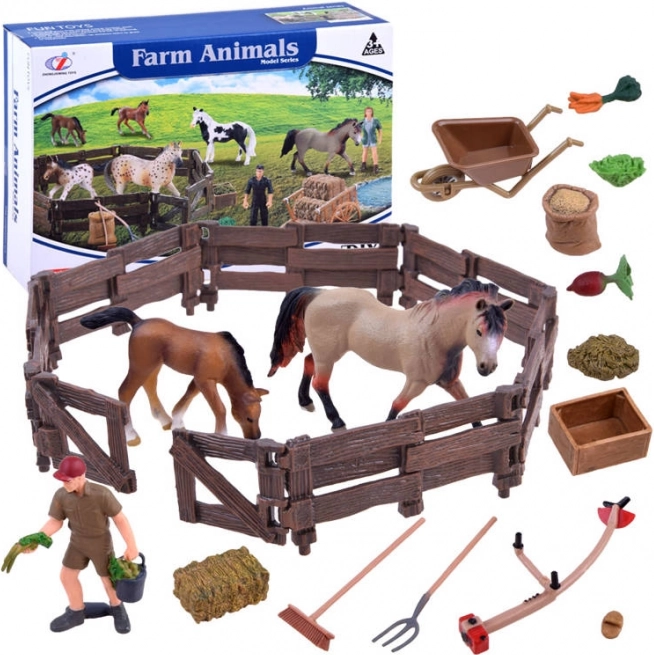 Zestaw figurek koni do farmy – Zagroda