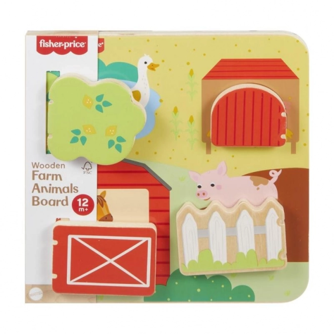 Fisher-Price Drewniana zabawa w chowanego ze zwierzętami