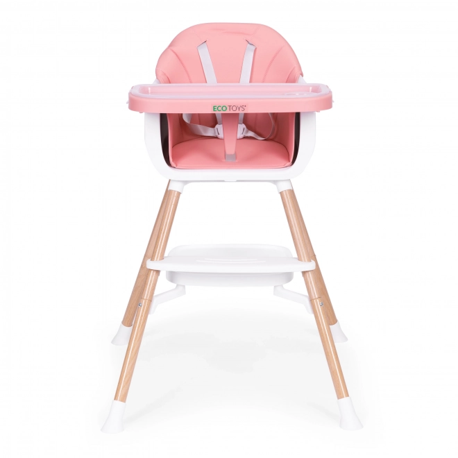 Dziecięce krzesełko do karmienia 2w1 różowe ECOTOYS