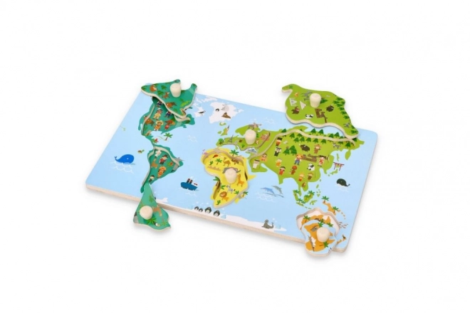 Puzzle z uchwytami mapa świata