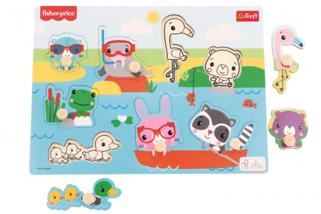 Drewniana układanka Fisher-Price Zwierzątka przy wodzie