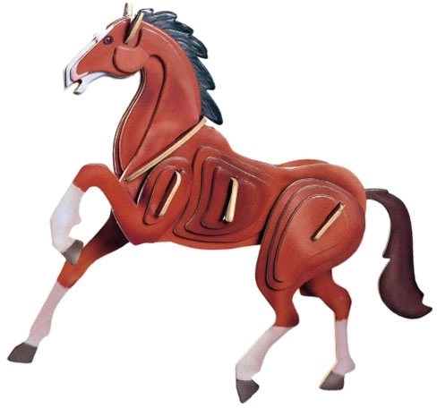 Drewniane puzzle 3D Kolorowy koń