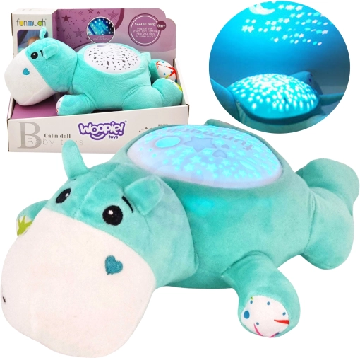 Woopie Baby pluszowy hipopotam 2w1 – projektor i usypiacz