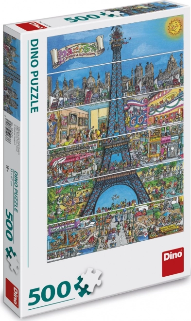Puzzle Wieża Eiffla 500 elementów rysowana