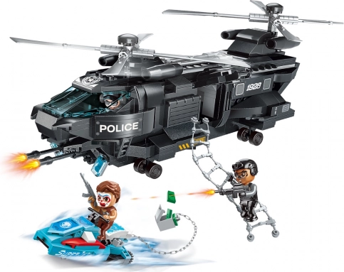 Qman Police Battle Force tajna misja Orzeł – policyjny helikopter ze skuterem i figurkami
