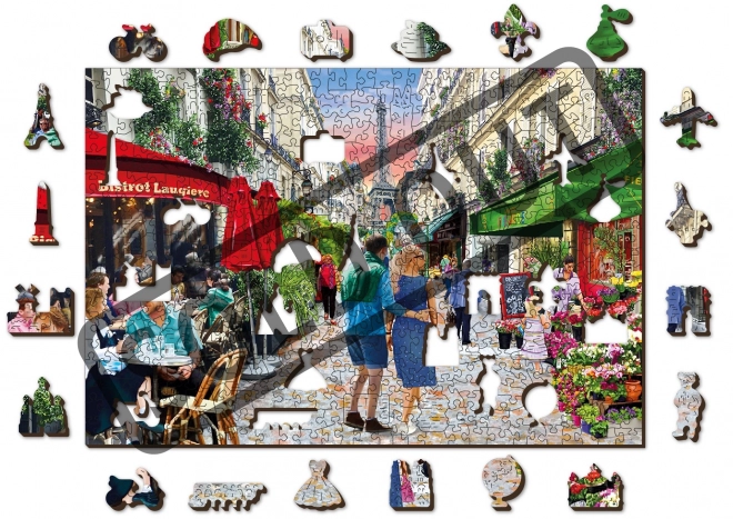 Wooden City Drewniane puzzle Paryskie bistro 2w1, 505 elementów EKO