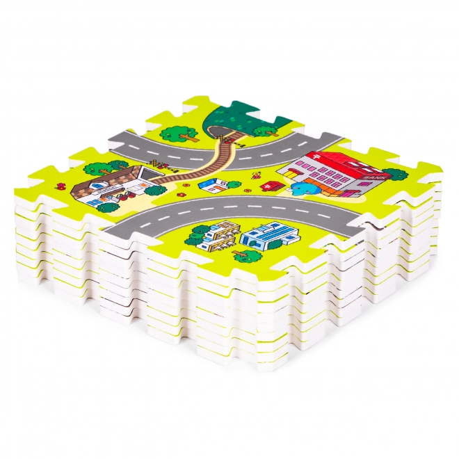 Piankowa mata do zabawy miasto – 9 elementów 90,5 × 90,5 cm IPLAY