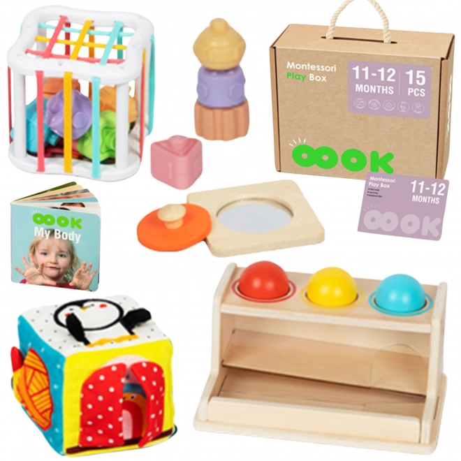 Edukacyjny box montessori XXL 5w1 dla maluszków 11-12 miesięcy
