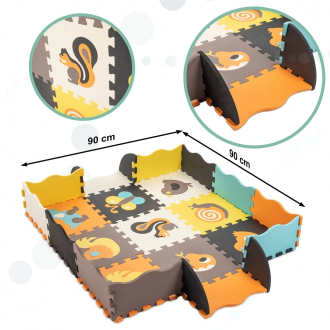 Kolorowe piankowe puzzle ze zwierzętami i kojcem - 25 sztuk