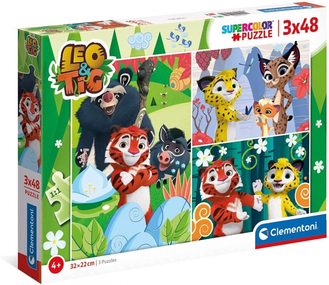 CLEMENTONI Puzzle Leo i Tig 3x48 elementów