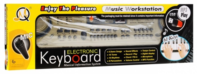 Beżowa klawiatura dla dzieci 5+ Mikrofon + nagrywanie + USB MP3 - model nr 811