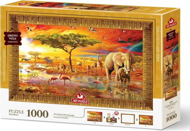 ART PUZZLE Puzzle z ramą i klejem 3w1 1000 elementów – Królowie sawanny
