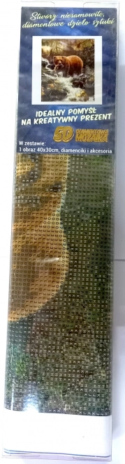 Norimpex Malowanie diamentowe Niedźwiedź na polowaniu 30x40cm