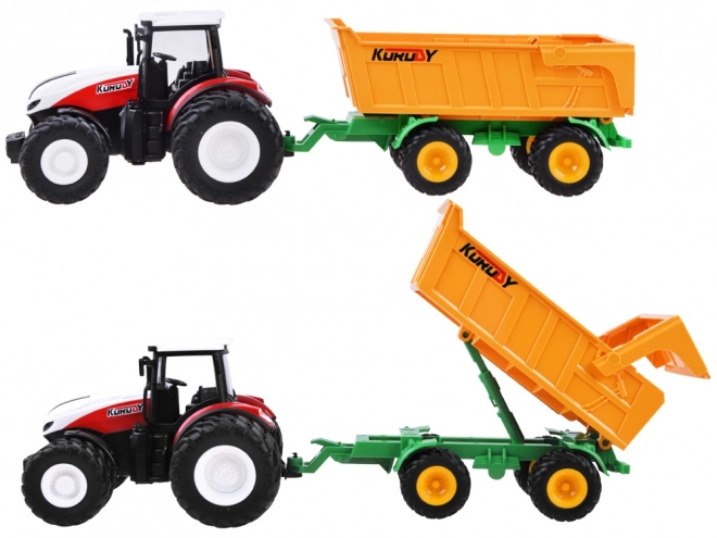 Zdalnie sterowany traktor z gumowymi kołami + przyczepa RC0601