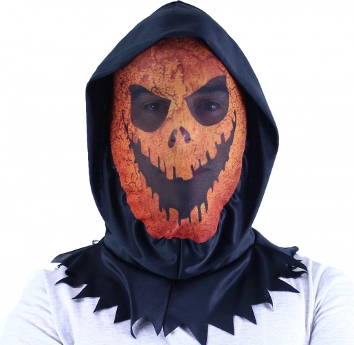 tekstylna halloweenowa maska dyni z kapturem