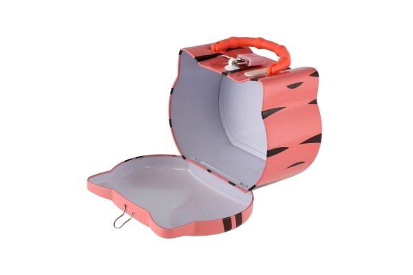 Skarbonka kot/puszka kotek z zamkiem 14x12cm 3 kolory w plastikowym pudełku