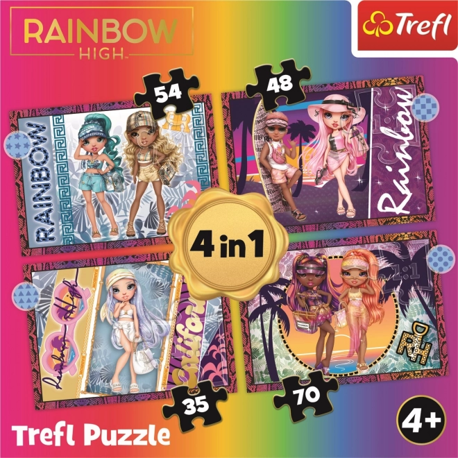 Puzzle 4w1 Modne tęczowe wysokie lalki