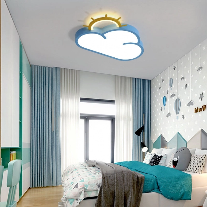 Dziecięca sufitowa lampa LED Chmurka z pilotem niebieska