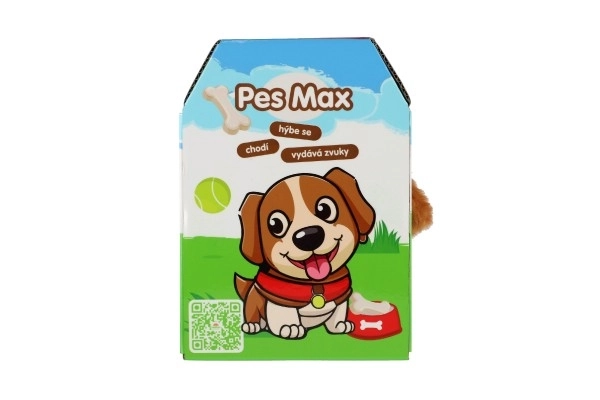 Pies Max 15x12cm na baterie ze dźwiękiem i ruchem w pudełku 13x19x18cm