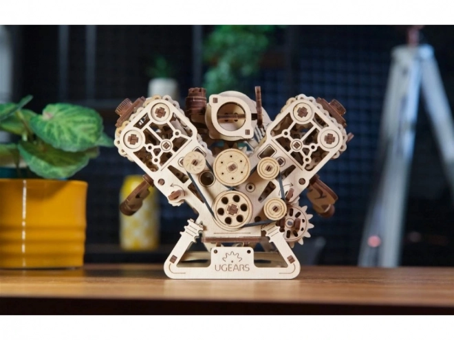 Ugears 3D drewniane puzzle silnik V8