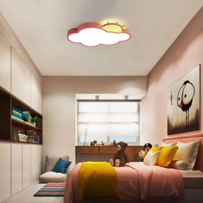 Lampa LED różowa chmurka z pilotem