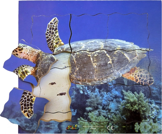 Drewniane warstwowe puzzle żółw – 19 elementów