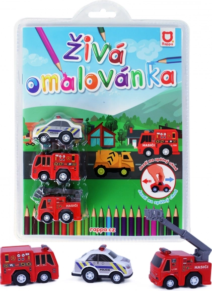 Żywa kolorowanka ratownicy – zestaw 3 autek z napędem typu pull-back
