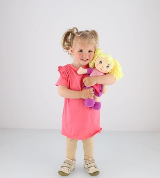 Lalka Culinka szmaciana z blond włoskami tkaninowa 32cm 0m+
