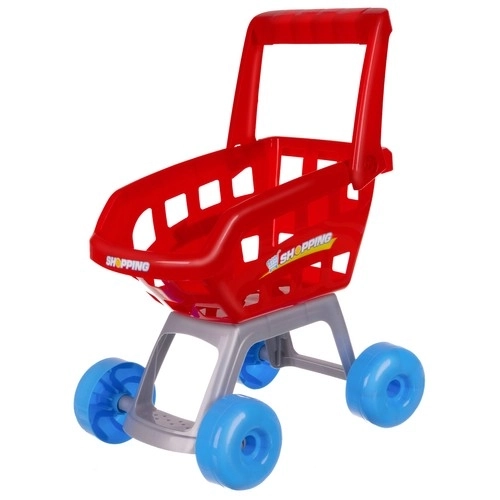 Supermarket z kasą, koszykiem na zakupy i dodatkami