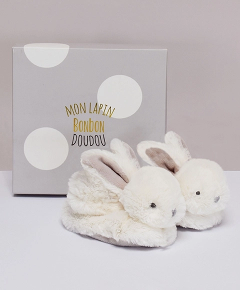 Doudou zestaw bucików z grzechotkami króliczek beżowy