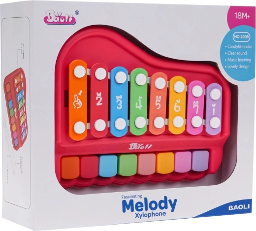Muzyczne pianinko i ksylofon 2w1 dla dzieci – Czerwone