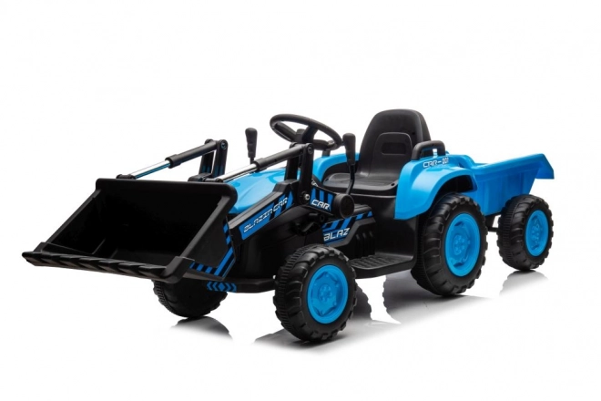 Elektryczny dziecięcy traktor z łyżką niebieski