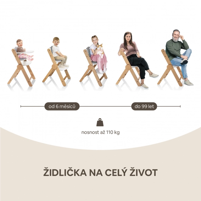 Drewniane krzesełko do karmienia Clipp & Clapp, Czarny