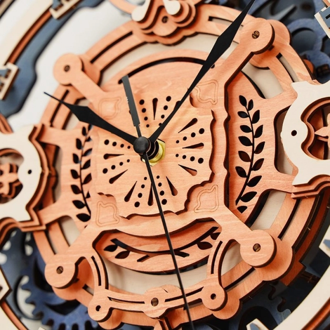 RoboTime 3D drewniane mechaniczne puzzle - Zegar ścienny