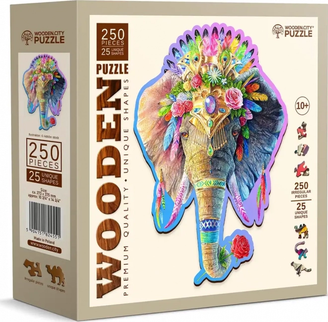 WOODEN CITY Drewniane puzzle Elegancki słoń 250 elementów EKO