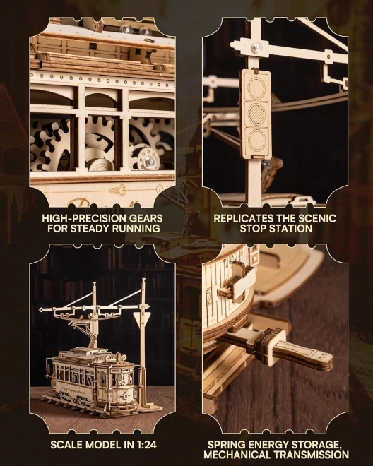RoboTime 3D drewniane mechaniczne puzzle Tramwaj