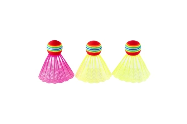 Badminton zestaw dziecięcy metal/plastik 2 rakiety + 3 lotki 2 kolory w siatce 23x45x6 cm