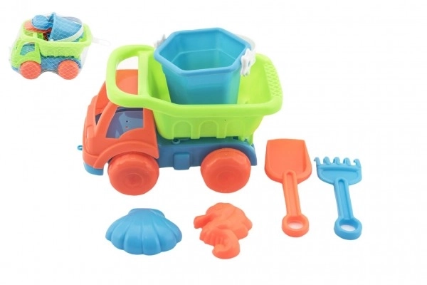 Samochód na piasek z akcesoriami plastik 16cm 2 kolory w siatce