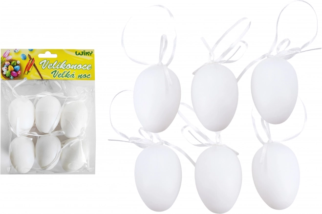 Dekoracyjne białe jaja plastikowe do zawieszenia 6 cm