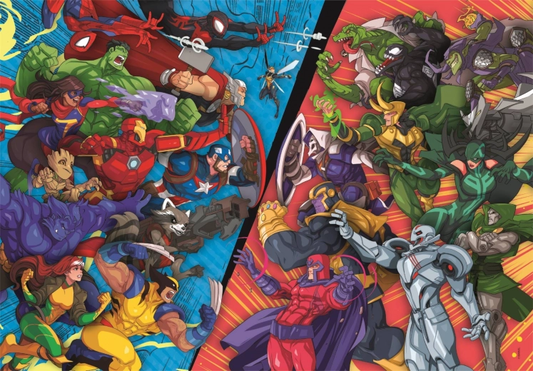 Clementoni Puzzle Marvel: Bohaterowie vs. Złoczyńcy 104 elementy