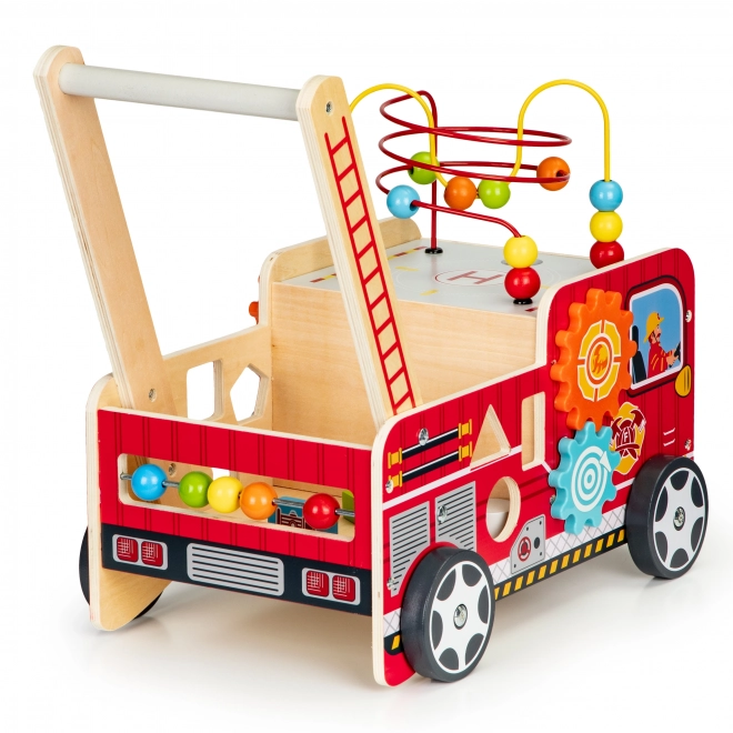 Drewniany edukacyjny chodzik z klockami - Samochód strażacki ECOTOYS