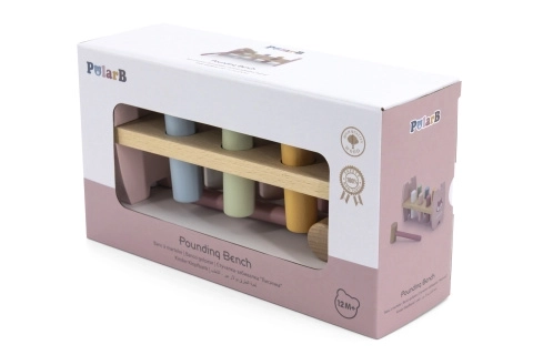 VIGA PolarB drewniana ławeczka do wbijania z młotkiem Lisek Montessori