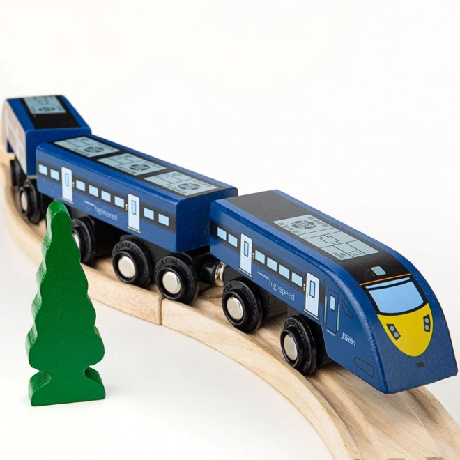 Szybki pociąg drewniany niebieski Bigjigs Rail
