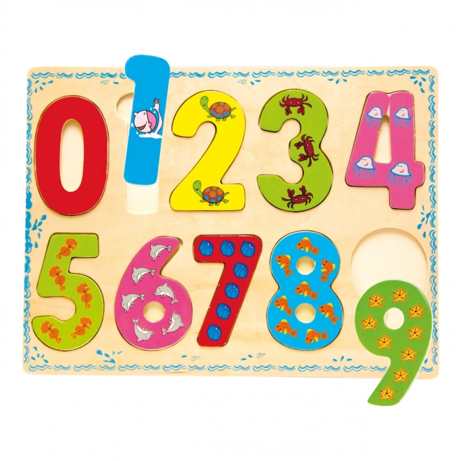 Bino Drewniane zabawki liczenie puzzle cyfry