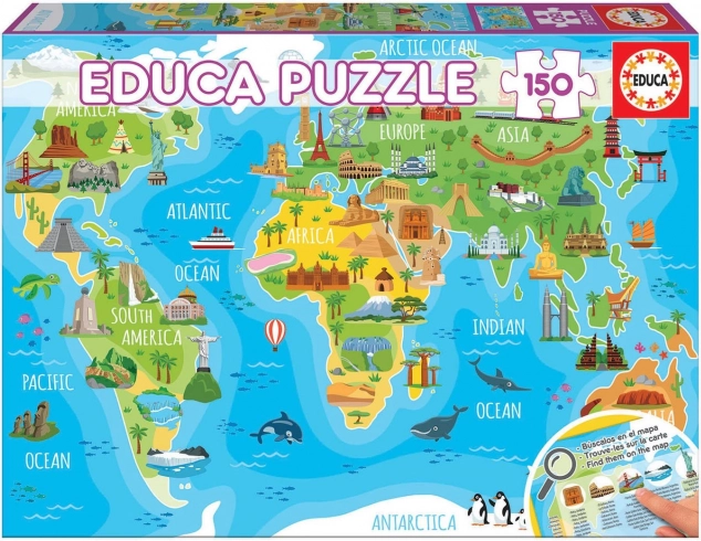 Educa Puzzle Mapa Światowych Zabytków 150 Elementów