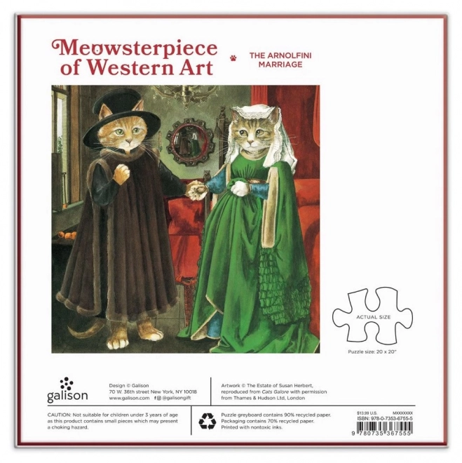 GALISON Kwadratowe puzzle Meowsterpiece: Małżeństwo Arnolfiniego 500 elementów