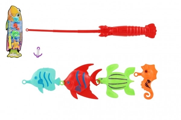 Gra ryby/wędkarz z wędką 26cm plastik 5 kolorów na karcie 15,5x49x2cm