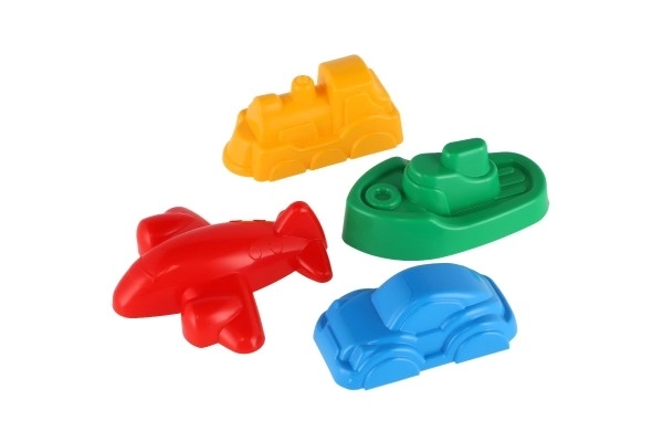 Foremki Babki do piasku 4szt. plastikowe pojazdy w siatce 12m+