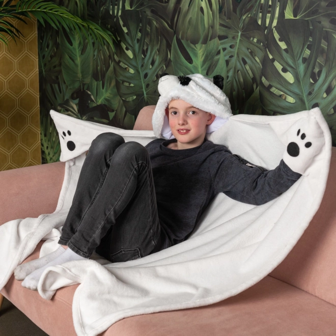 Cozy Noxxiez BL823 Panda - ciepły koc z kapturem z motywem zwierząt i kieszeniami na łapki