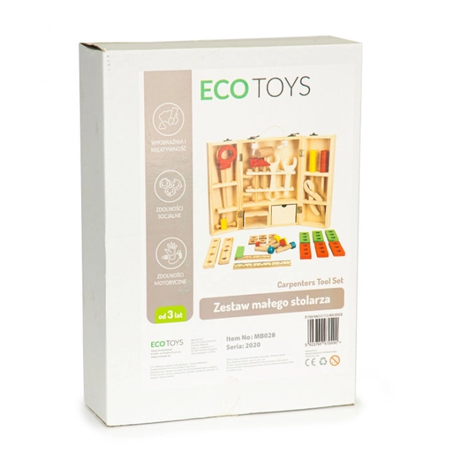 Drewniane narzędzia w skrzynce warsztatowej, zestaw XXL ECOTOYS